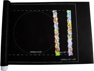 Zdjęcie produktu dla Mata do układania puzzli z filcu, 1500 elementów, czarna, składana, podkładka do puzzli