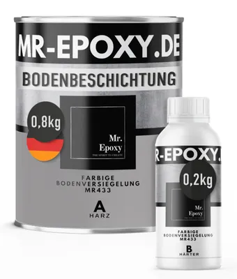 Produktbild von Mr. Epoxy Epoxidharz Bodenbeschichtung (1 kg, RAL 7036 Platingrau) - 2K Betonfarbe für Garagen, Keller & Werkstatt Boden - Flüssigkunststoff Epoxid Grundierung und Bodenversiegelung
