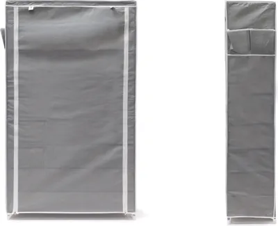 Imagen del producto de Relaxdays, armario para zapatos modelo VALENTIN, dimensiones (alto x ancho x profundidad): 161 x 88 x 30 cm, revestimiento de tela, 10 estantes, cierre con cremallera, capacidad para 45 pares de zapatos, color gris antracita