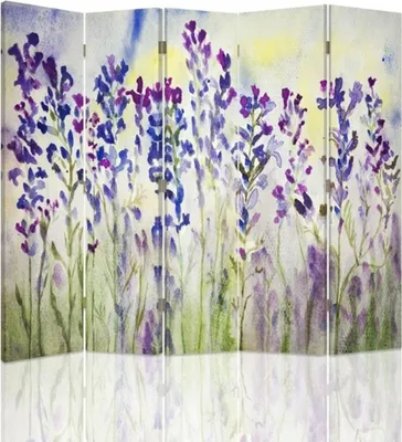 Produktbild von Paravent - Raumteiler Lavender Watercolour - Dekorativer Raumtrennercm. 180x170 (5 x)