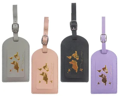 Image de Étiquettes de bagages en cuir PU, lot de 4, avec boucle, pour voyages