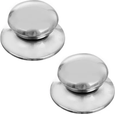 Immagine prodotto di Orion | Manopola per coperchio di pentola - Set di manopole per coperchio 2 pezzi - Acciaio inossidabile - Resistente al calore - Universale - Manico per coperchio di pentola