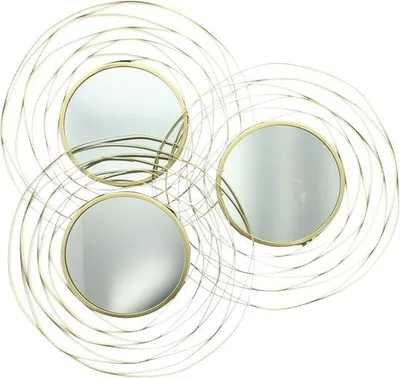 Image de Lot de 3 miroirs muraux ronds – Miroirs modernes avec cadre doré – Salons ou entrées modernes – Lot de 3 pièces