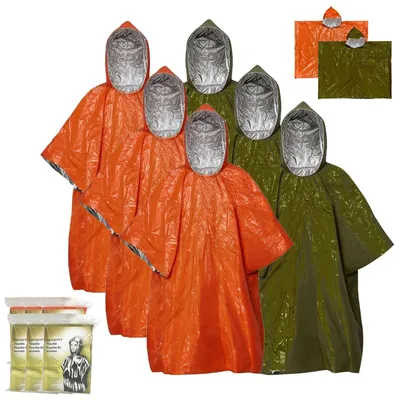 Productafbeelding van Omgoods - Set van 6 Noodoverlevingsponcho's van Aluminiumfolie