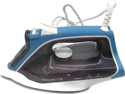Produktbild von Rowenta EFFECTIVE 2, Trocken- & Dampfbügeleisen, Edelstahl-Bügelsohle, Schwarz, Blau, Weiß, Seite, Spitze, 122 mm, 286 mm