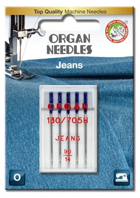 Jeans-Nadeln 90-14, Nähmaschinennadeln, 5 Stück, Silber