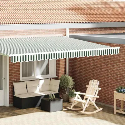 Image de vidaXL Jupe de store de rechange verte et blanche, 4,5 m, polyester