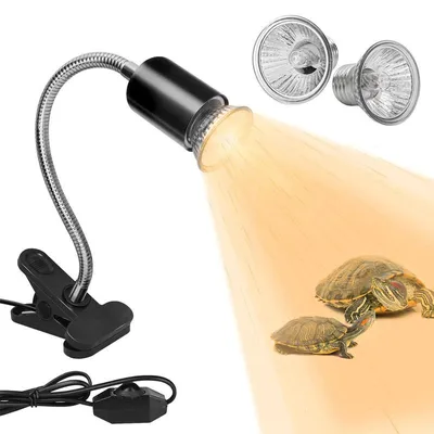 Produktbild von Schildkröten Wärmelampe 25W, Terrarium Lampe mit UVA/UVB Lichtsimulation, E27 Klemmleuchte für Reptilien