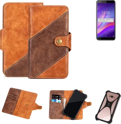 Produktbild von K-S-Trade Handy-Hülle Schutz-Hülle Bookstyle Case Wallet-Case kompatibel mit Vernee M3 Handy Cover Bumper Kantenschutz Smartphone dunkelbraun braun