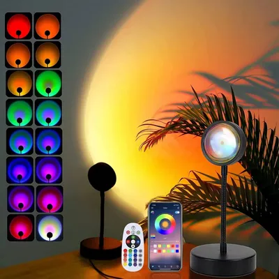 Produktbild von Sunset Lamp, Sonnenuntergang Lampe, Led Licht Nachtlicht, mit Smart App Control für Selfie Lampe Beleuchtung Schlafzimmer Wohnzimmer Party Lampe Schlafzimmer Aesthetic Room Decor
