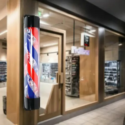 Produktbild von LED Barber Pole - Drehendes Friseur/Barbershop-Leuchtschild - Werbeschild - AC Netzbetrieb - 90 x 13 cm
