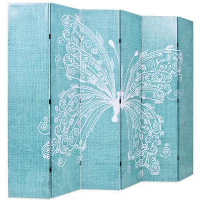 Produktbild von vidaXL Raumteiler klappbar 228 x 170 cm Schmetterling Blau