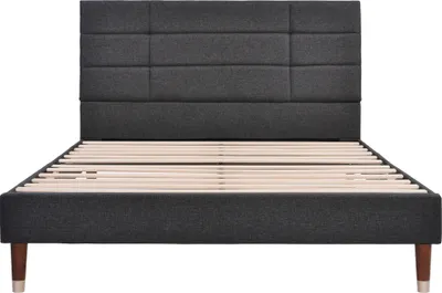 Produktbild von STILVORA Doppelbett 140x200cm Polsterbett mit hohem Kopfteil&Lattenrost,Jugendbett mit Stützfüßen,Grau(Ohne Matratze)