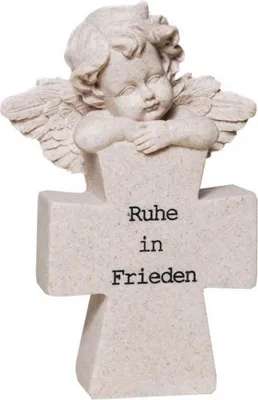 Produktbild von Engel mit Kreuz "Ruhe in Frieden" Grabschmuck