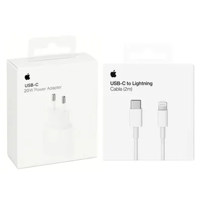 Produktbild von Original Apple 20W USB-C Power Adapter + Apple 2M USB-C to Lightning Ladekabel für iPhone 14 13 12 11 X Pro MAX