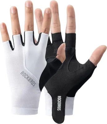 Produktbild von ROCKBROS Road to Sky Fahrradhandschuhe Fingerlos Atmungsaktiv Reflektierend Für MTB Rennrad Unisex Weiß Größe L