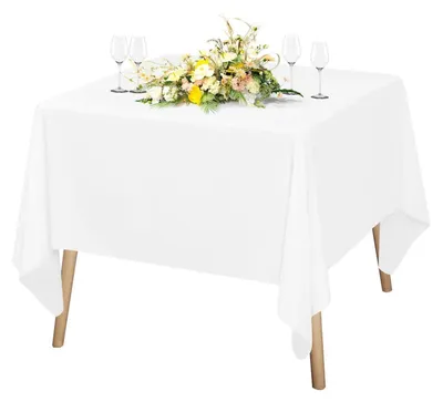 Obrázok produktu pre Biela obrus, štvorcový, 132 x 132 cm, polyester, umývateľný, 1 kus