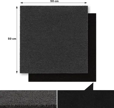 A square carpet tile is shown with dimensions indicated.