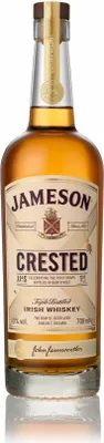 A bottle of Jameson Crested Blended Irish Whiskey is shown against a white background.