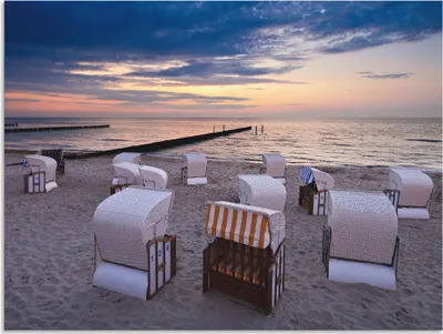 Produktbild von ARTland Wandbild Alu für Innen & Outdoor Strandkörbe an der Ostsee Größe: 40x30 cm
