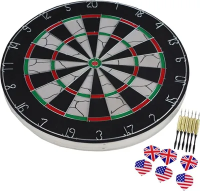 Produktbild von Dartscheibe Deluxe Ø45cm Dartboard Set inklusive 6 Pfeile beidseitig bespielbar