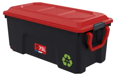 Aufbewahrungsbox 75L, stapelbar, mit Rollen und Clipdeckel