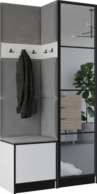 Produktbild von KIER FURNITURE Kleiderschrank EDEN, Schlafzimmer Schrank, Garderobeschrank, Flurschrank Weiß & Grau 106,4x205x39 cm