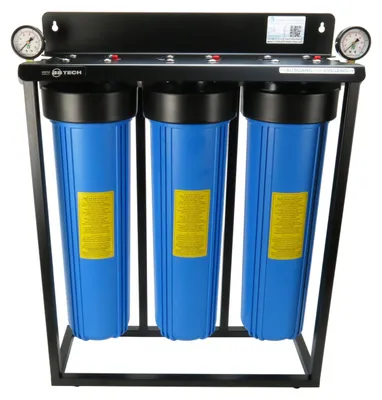 Produktbild von 3-Stufen 20' BigBlue Hauswasserfilter Brunnen m. Manometer ohne Filter
