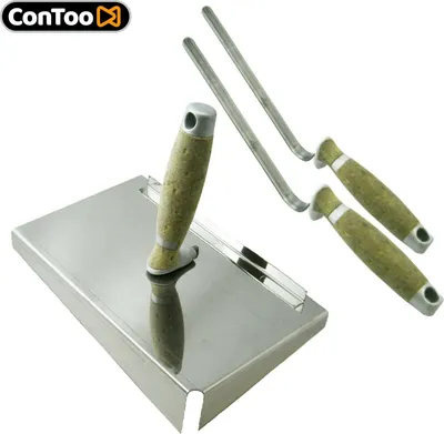 Produktbild von Profi Fugblech Ledergriff Edelstahl Verfugungsblech, Fugenkelle 10, 12mm SETCT04