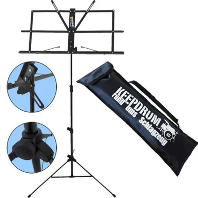Produktbild von keepdrum MUS2BK Notenständer Schwarz mit Tasche