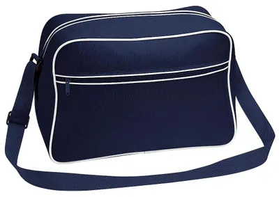 Produktbild von Bagbase Retro Schultertasche mit verstellbarem Riemen, 18 Liter FK182 (Einheitsgröße) (Dunkelblau/Weiß)