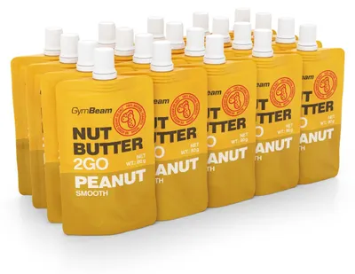 Produktbild von GymBeam - Nussbutter 2GO - Erdnussbutter, 20 x 80 g