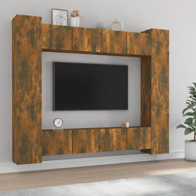 Produktbild von The Living Store 8-tlg. TV-Schrank-Set Räuchereiche Holzwerkstoff
