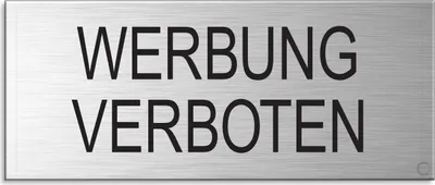 Produktbild von Schild Aufkleber -  Werbung verboten  - Aluminium Vollmaterial -  Edelstahloptik 60x25 mm - selbstklebend