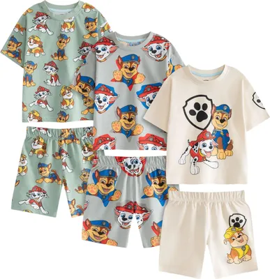 Produktbild von Paw Patrol - "Pups" Schlafanzug mit Shorts für Jungen, kurzärmlig NS9300 (98) (Hellgrün/Grau/Cremefarbe)