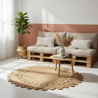 Zdjęcie produktu dla vidaXL Dywanik naturalny, średnica 240 cm, juta