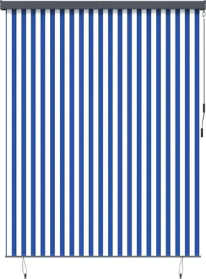 Produktbild von Rollo Gestreift Blau und Weiß 200 x 250 cm Stoff und Aluminium