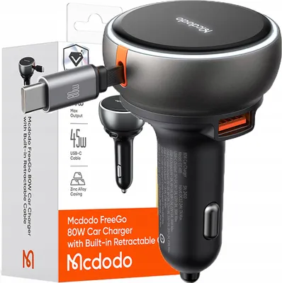 Immagine prodotto di Mcdodo potente caricabatterie da auto veloce 3X Usb Usb-C Pd 80W Cavo Led 1M