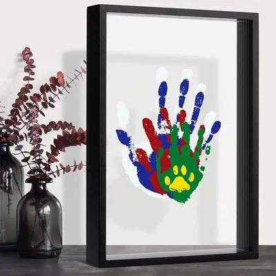 Familien Handabdruckset für Kinder - Kreatives DIY Bastelset mit Holzrahmen, Erinnerungen an Fuß- und Handabdrücke
