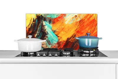 Obrázok produktu pre MuchoWow® Splashback Kuchyňa - Kuchynský backsplash - Ochrana steny pre sporák a drez Maľba - Abstraktné - Olejomaľba 60x30cm Alu-Dibond (alternatíva