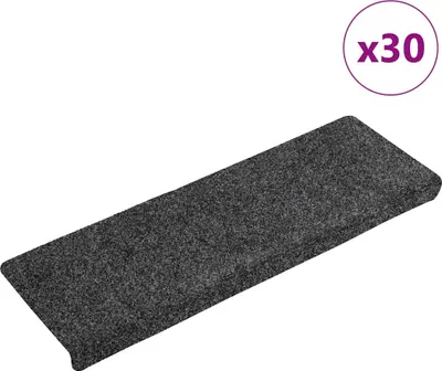 Obrázek produktu pro Schodové rohože samolepicí 30 ks 65 x 21 x 4 cm tmavě šedé s obdélníkovým okrajem