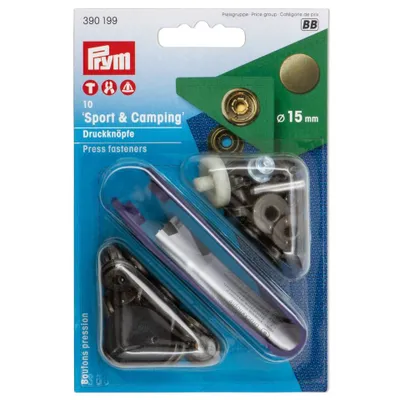 Immagine prodotto di Pulsanti + paracolpi Sport & Camping, 15 mm, 10 pezzi, ottone anticato