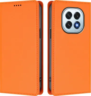 Image de Etui en cuir pour Oppo F29, étui magnétique en cuirPolyuréthaneavec support Orange