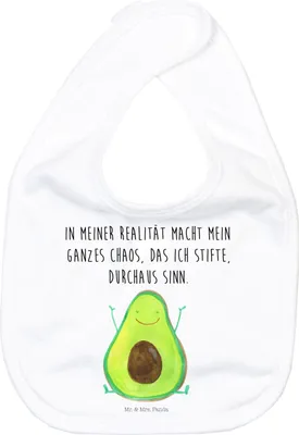 Produktbild von Mr. & Mrs. Panda Schlabberlatz Avocado Glücklich - Weiß - Geschenk, Sabber Lätzchen, Verrückt, Gesund, Kinderlätzchen, Babylätzchen, Für Babys, Chaos, Chaotisch
