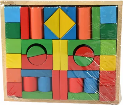Produktbild von Holzbausteine Geometrisches Puzzle 42 Teile - Buntes Lernspielzeug für Kinder ab 2