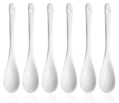 Immagine prodotto di Cucchiaini da tè in Vetroceramica - Set di 6 pezzi - Bianco - 13 x 2,5 cm
