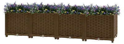 Produktbild von Hochbeet 160x40x38 cm aus Polypropylen, Palettenrahmen, Hochteich, Gemüsebeet, Kräuterregal für Balkon, Blumenbeet, Kräuterspirale, Tomatenbeet, Pflanzhochbeet