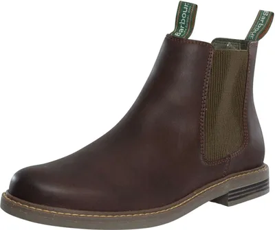 A single brown leather Chelsea boot is shown against a white background.