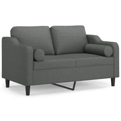 Image de Canapé 2 places avec oreillers gris foncé 120 cm tissu