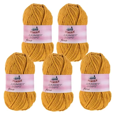 5 x 100g Strickgarn Samet Soft Fine senfgelb